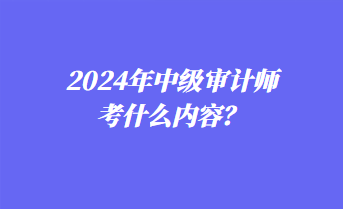 2024年中級審計師考什么內(nèi)容？