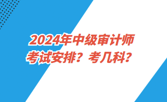 2024年中級審計(jì)師考試安排？考幾科？