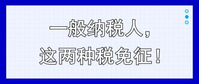 一般納稅人，這兩種稅免征！