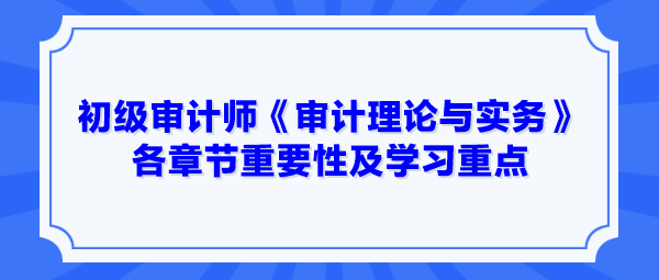 2024年初級審計師《審計理論與實務》各章節(jié)重要性及學習重點