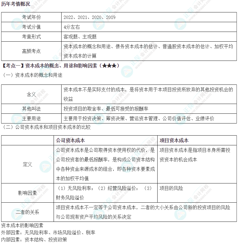 2024年注會《財務(wù)成本管理》第4章高頻考點1