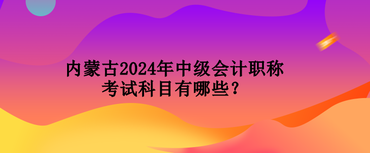 內(nèi)蒙古2024年中級會計職稱考試科目有哪些？