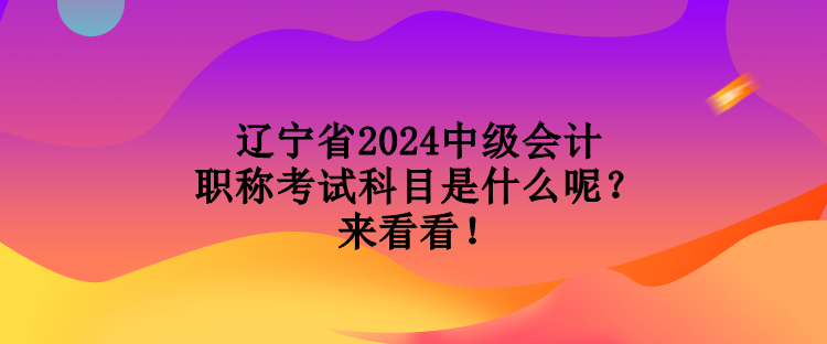 遼寧省2024中級(jí)會(huì)計(jì)職稱考試科目是什么呢？來看看！