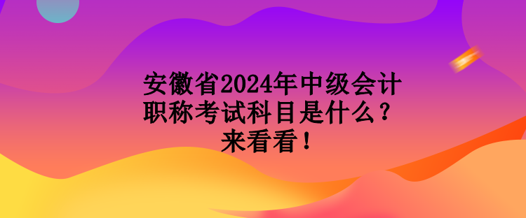 安徽省2024年中級會計職稱考試科目是什么？來看看！