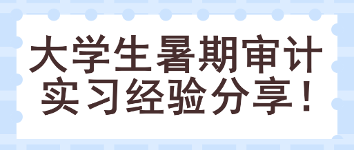 大學生暑期審計實習經(jīng)驗分享！