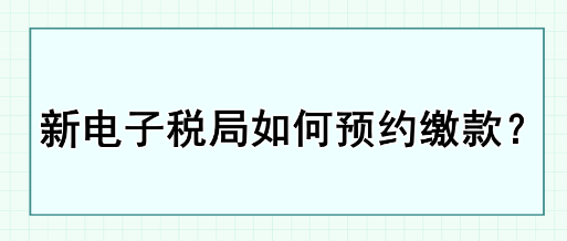 新電子稅局如何預(yù)約繳款？