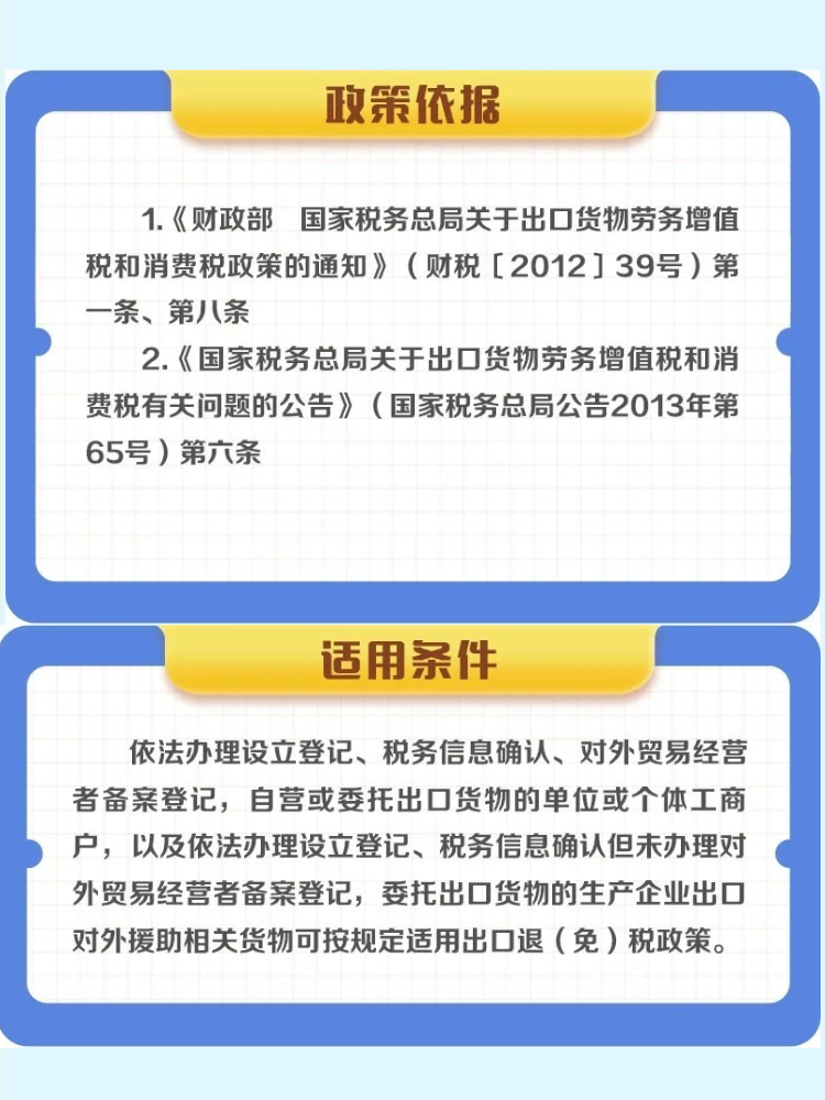 對外援助的出口貨物退（免）稅政策