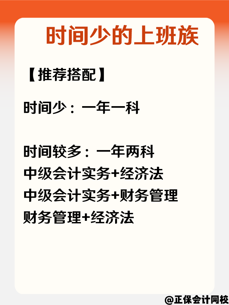 中級(jí)會(huì)計(jì)不同基礎(chǔ)考生 如何搭配科目？